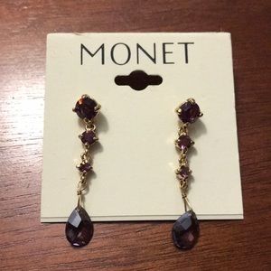 Monet purple crystal drop earrings